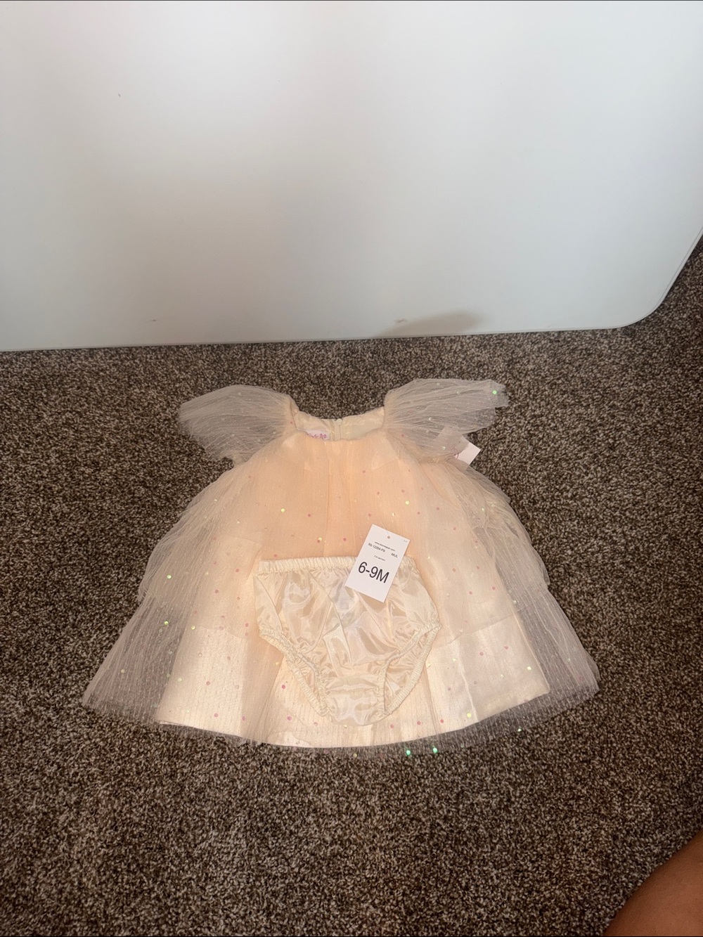 Bonnie Jean Ivory Tulle Sparkle Baby Dress